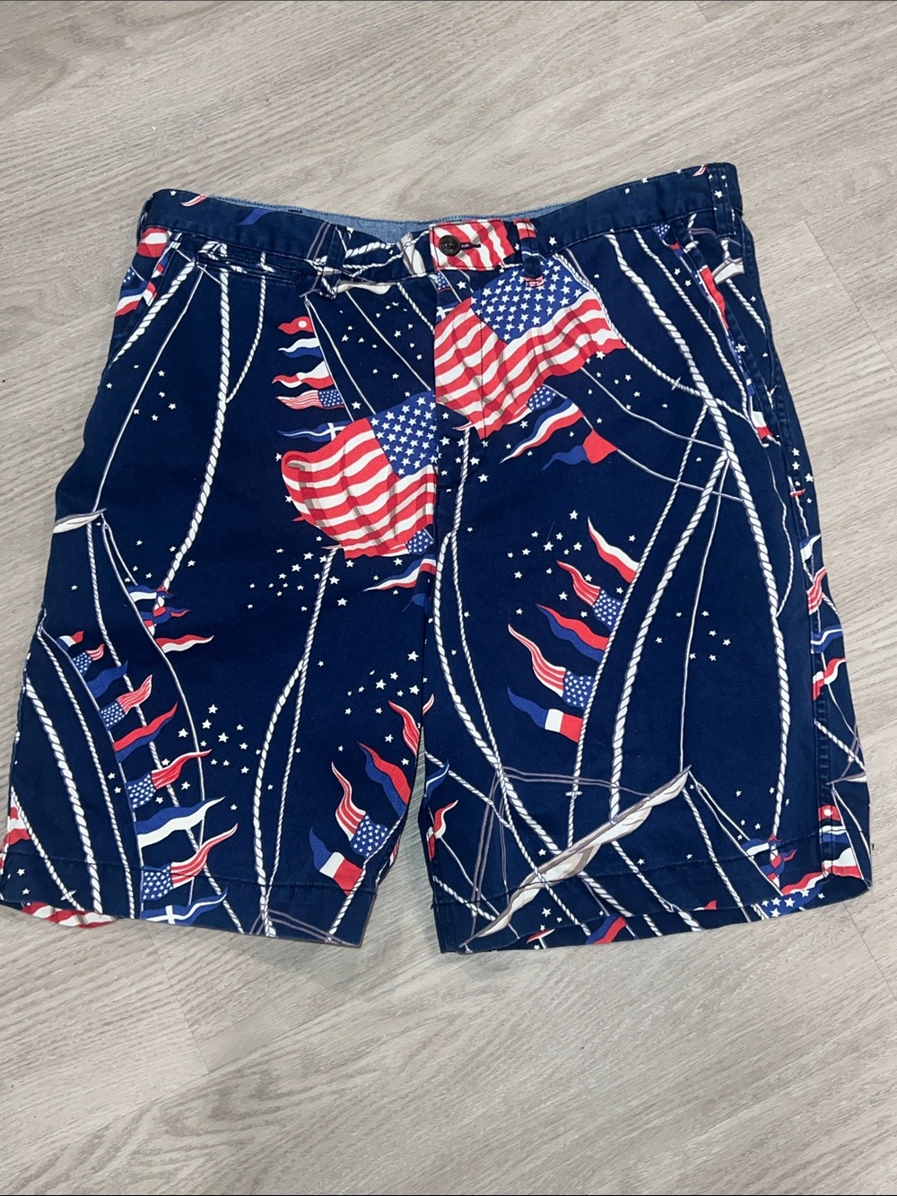 Ralph Lauren Men's Navy American Flag-Print Swim Trunks